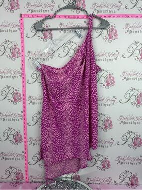 STYLE NEW YORK dress One-Shoulder Pink Leopard Print Mini Dress